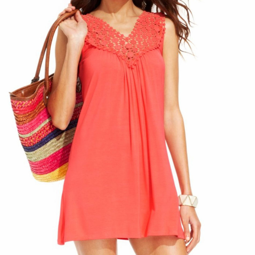 KENNETH COLE CORAL CROCHET  SWIMSUIT COVERUP